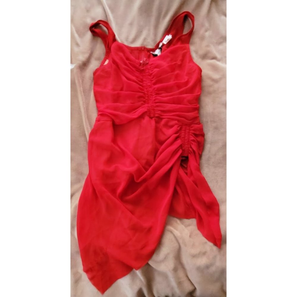 Byron Lars Ruched Red Top Size 2 Very Good Condition